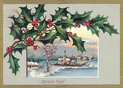 Houx et paysage d'hiver en f&ecirc;te